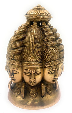Bhunes Brass Multi Face Brahma Head |Lord Brahma Face | Brahma Face | Brahma Ji | Brass Brahma Statue,Gold, 8 Inch, 1 Piece