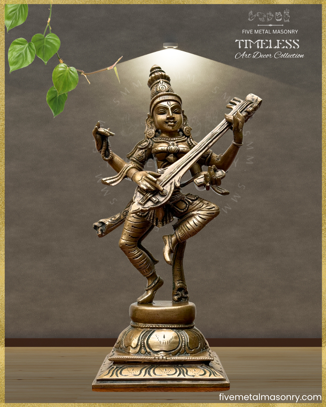 Nrtta (Dancing) Saraswati Panchaloha Bronze Icon - 13" - Timeless Collection