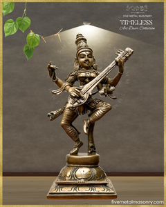 Nrtta (Dancing) Saraswati Panchaloha Bronze Icon - 13" - Timeless Collection