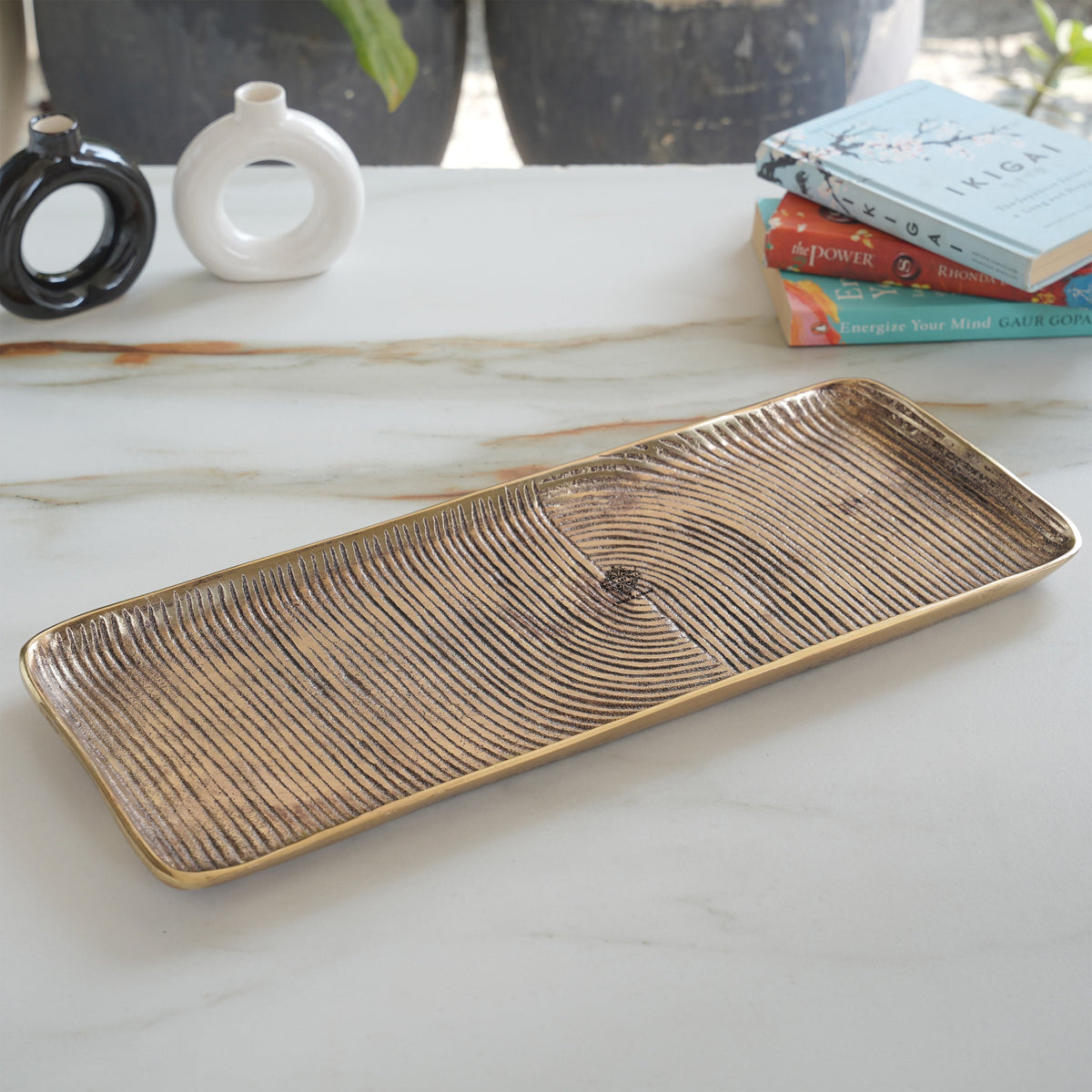Brass Finish Handmade Tray 17.8 Inches