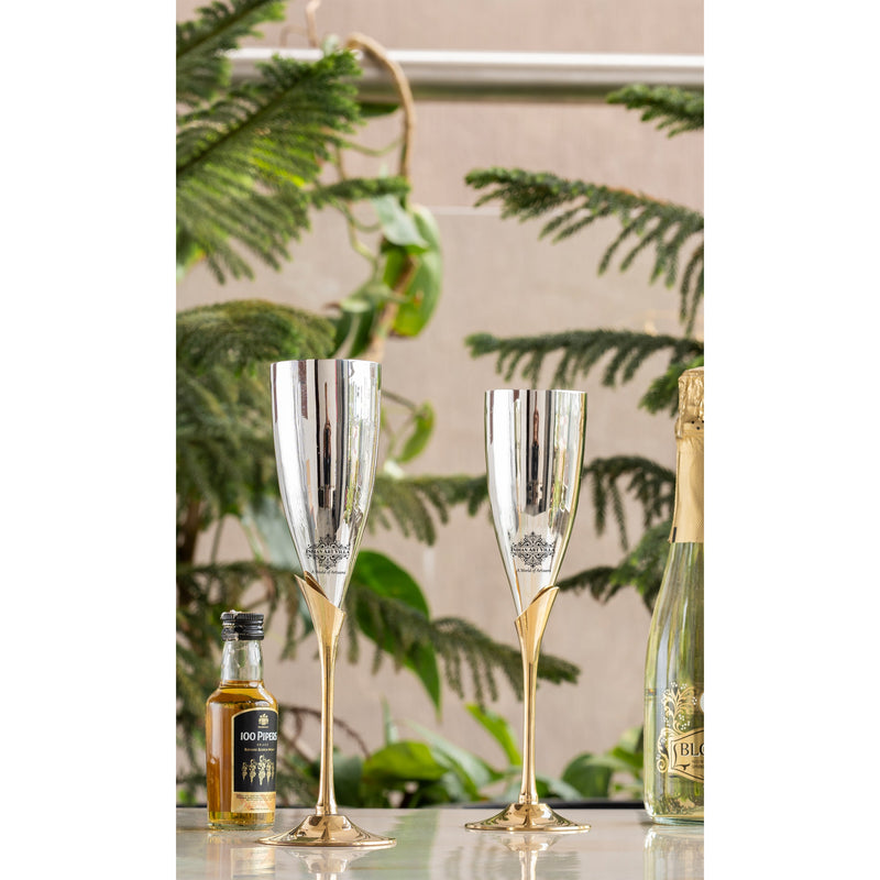 Silver Plated Champagne Flutes Set of 2 with Gift Box