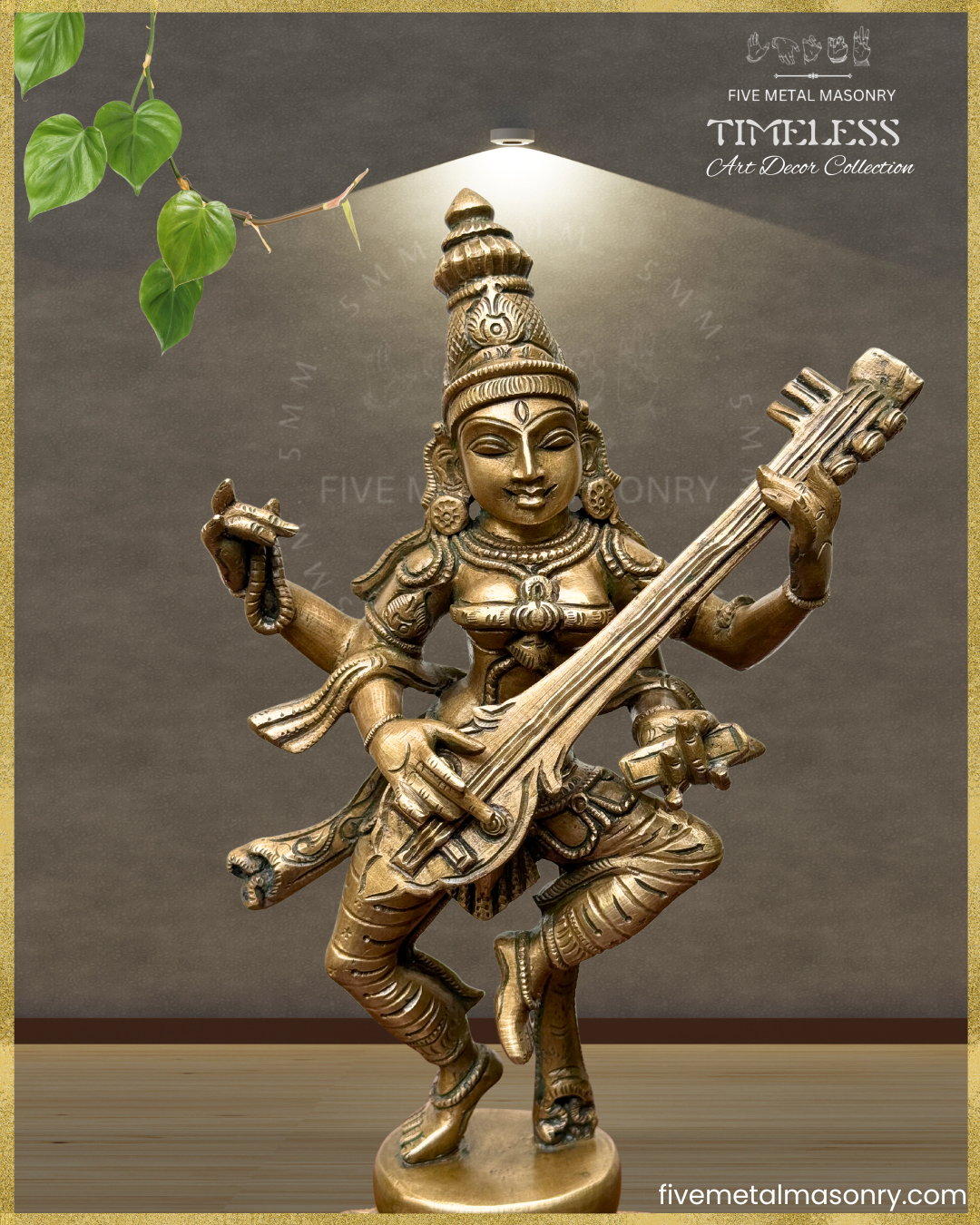 Nrtta (Dancing) Saraswati Panchaloha Bronze Icon - 13" - Timeless Collection