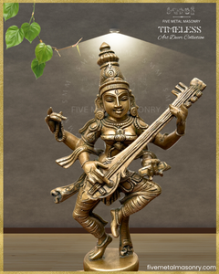 Nrtta (Dancing) Saraswati Panchaloha Bronze Icon - 13" - Timeless Collection