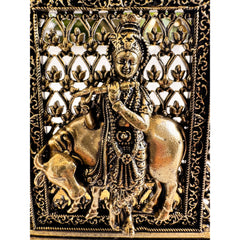 Pure Brass Miniature Krishna Ji Murti with Cow - 7.87 cm