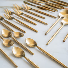 Brass Matt Finish 24 Pcs Cutlery Set with Velvet Box for Dining