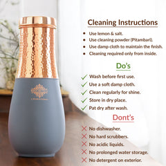 Pure Copper Half Hammered and Silk Finish Vase Shape Bedroom Bottle