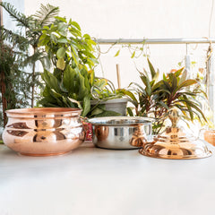 Steel Copper Hammered Design Chafing Dish