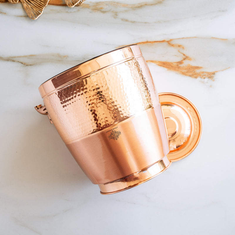 Pure Copper Water Pot With Matt Finish & Half Hammered 7000 ML