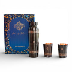 Pure Copper Drinkware Gift Set With Embossed Design