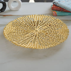 Brass Finish Round Tray 15 Inches