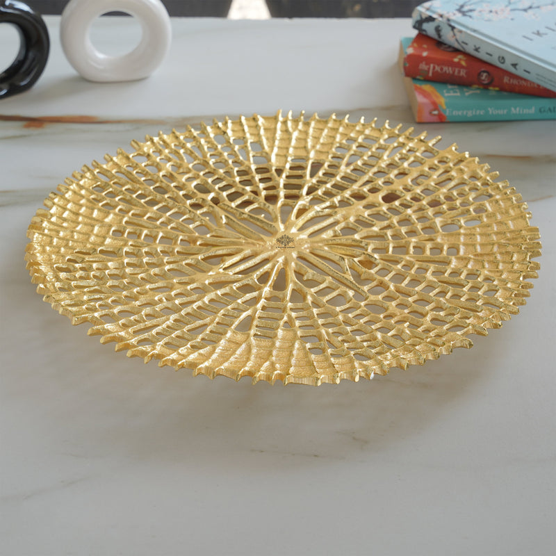 Brass Finish Round Tray 15 Inches