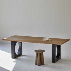 Metal Table Legs Circular Cutout Design Matte Black Steel 29-Inch Dining Room Modern Style