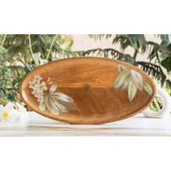 Wooden pluneria Flower Design Tray- Oval Shape