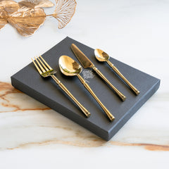 Stainless Steel Gold PVD Coated Rafail Cutlery Set of 4 for Dining & Gifting
