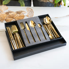 Stainless Steel Gold PVD Coated Rafail Cutlery Set of 24