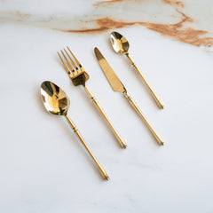 Stainless Steel Gold PVD Coated Rafail Cutlery Set of 4 for Dining & Gifting
