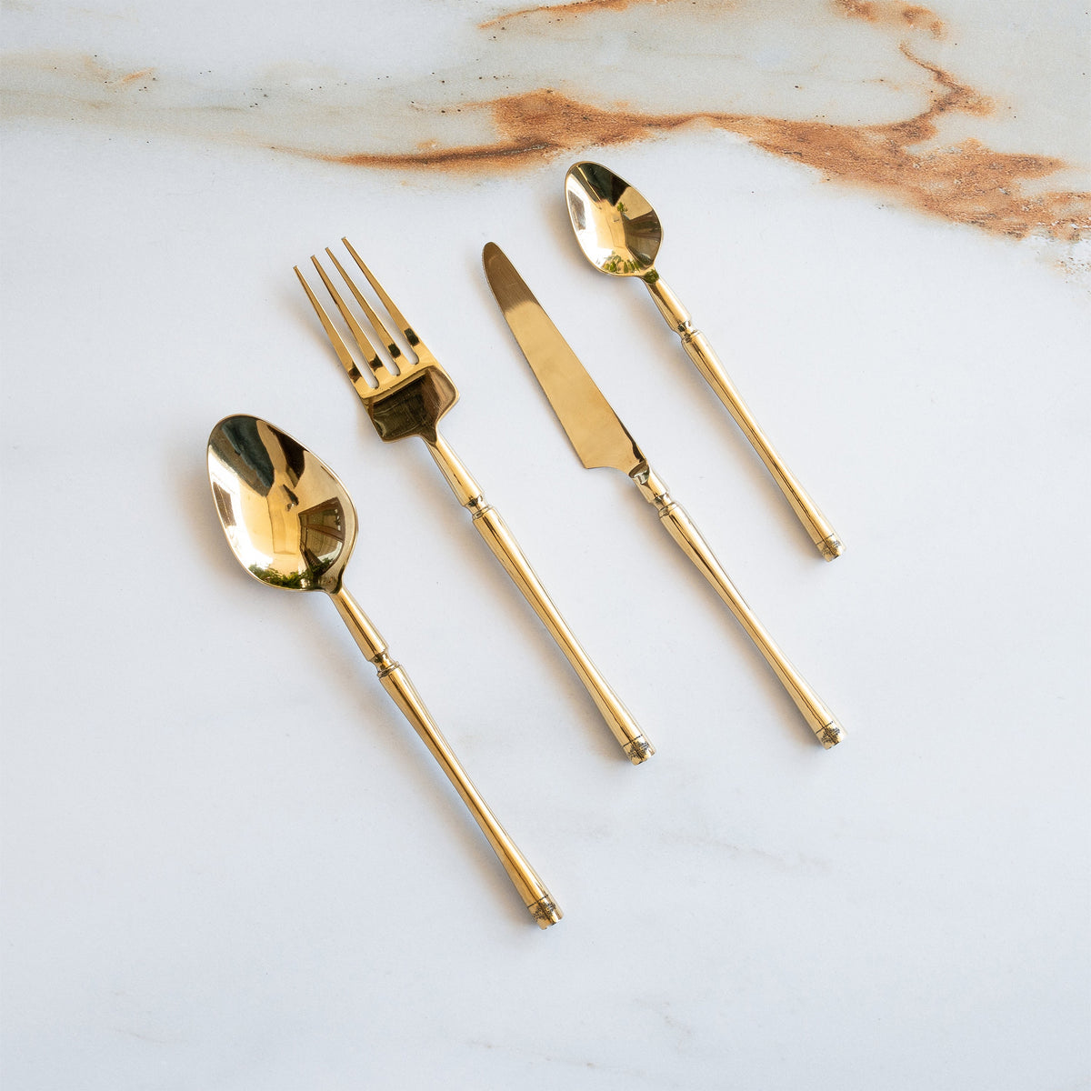 Stainless Steel Gold PVD Coated Rafail Cutlery Set of 4 for Dining & Gifting