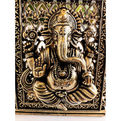 Pure Brass Miniature Ganesha Idol in Frame - 7.37 cm