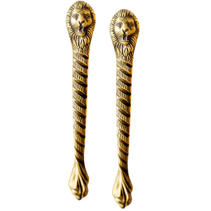 Exquisite Brass-Finished Aluminum Door Handle with Lion Bearded Design – A Touch of Timeless Elegance