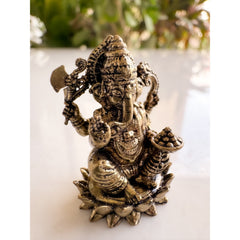 Pure Brass Miniature Ganesh Ji Murti Sitting On Lotus - 3.18 cm
