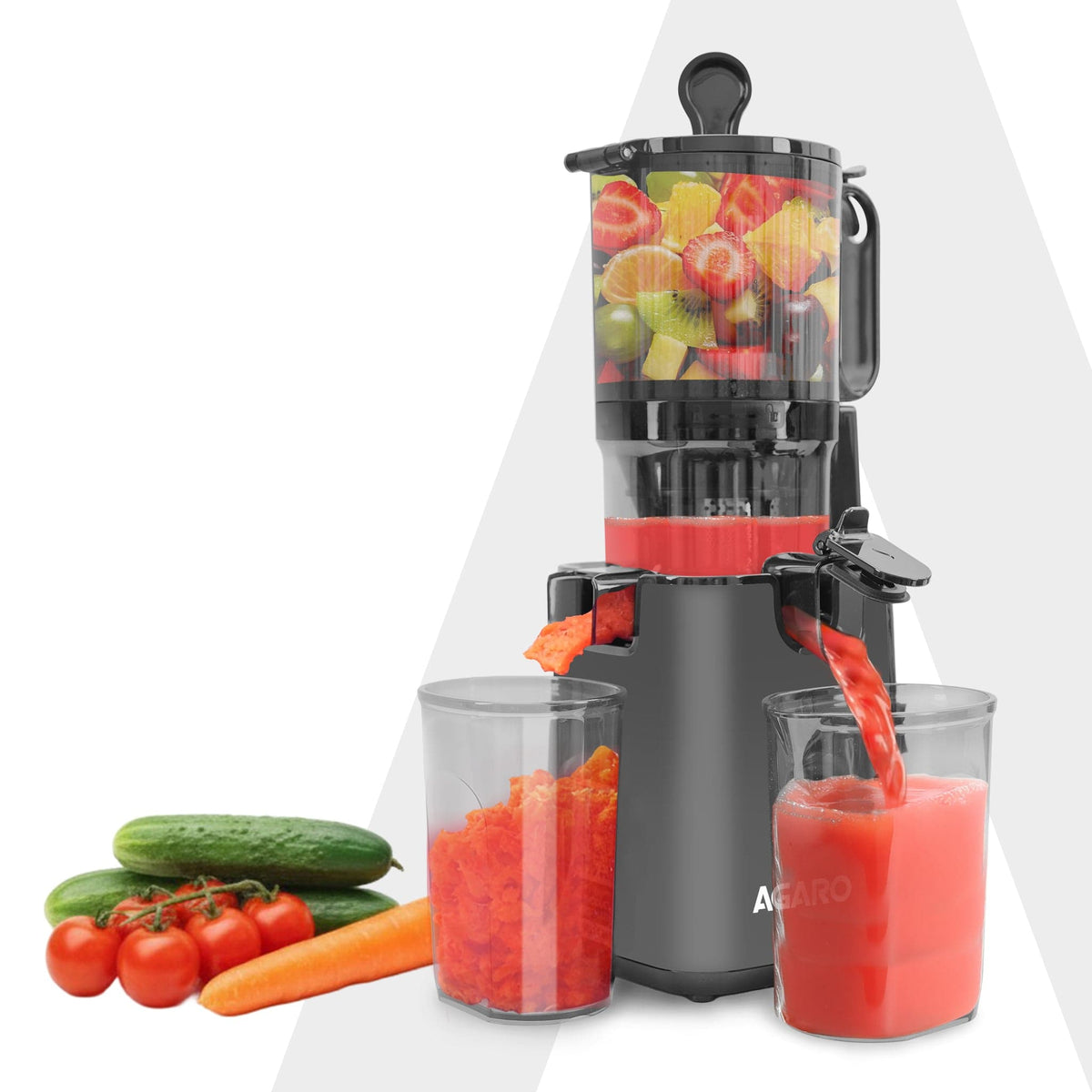 AGARO Regal Cold Press Slow Juicer, 250 Watt DC Motor, Easy Assembly & Cleaning, Auto Reverse, Advanced Safety Lock, Fru