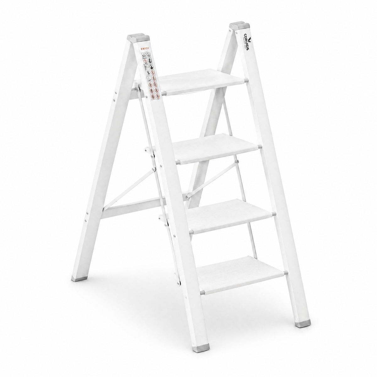 Corvids 4-Steps Premium Folding Step Stool with 2-Year Warranty (White)-1
