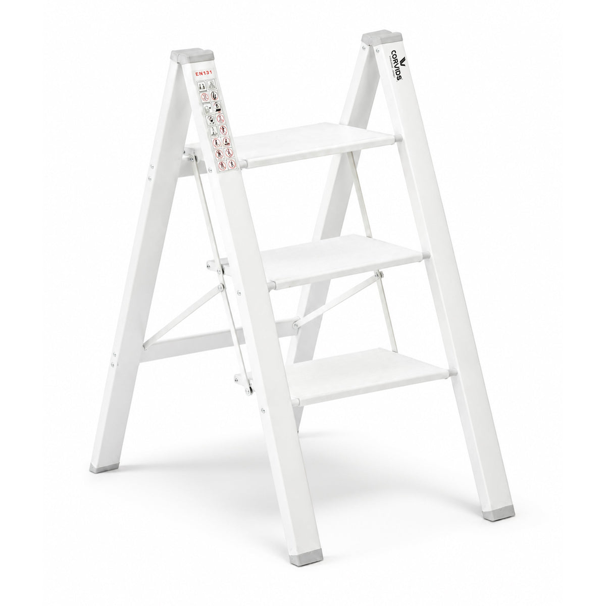 Corvids 3-Steps Premium Folding Step Stool with 2-Year Warranty ( White )