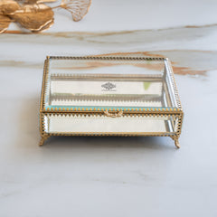 Brass & Glass Decorative Box with Embossed Shine Finish