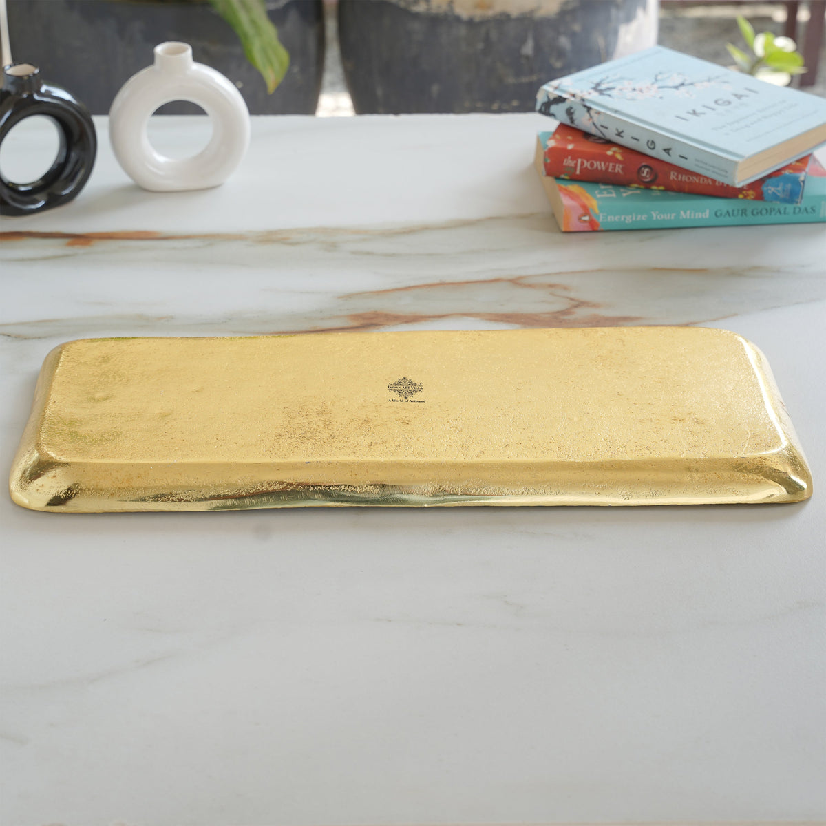 Brass Finish Handmade Tray 17.8 Inches