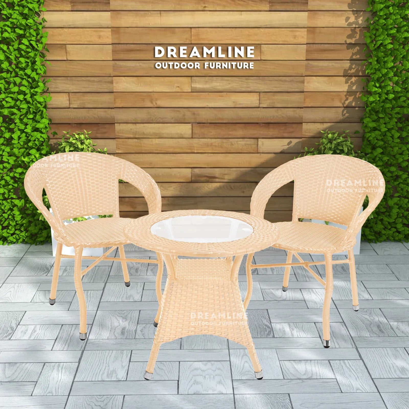 Thyme Outdoor Patio Seating Set 2 Chairs and 1 Table Set