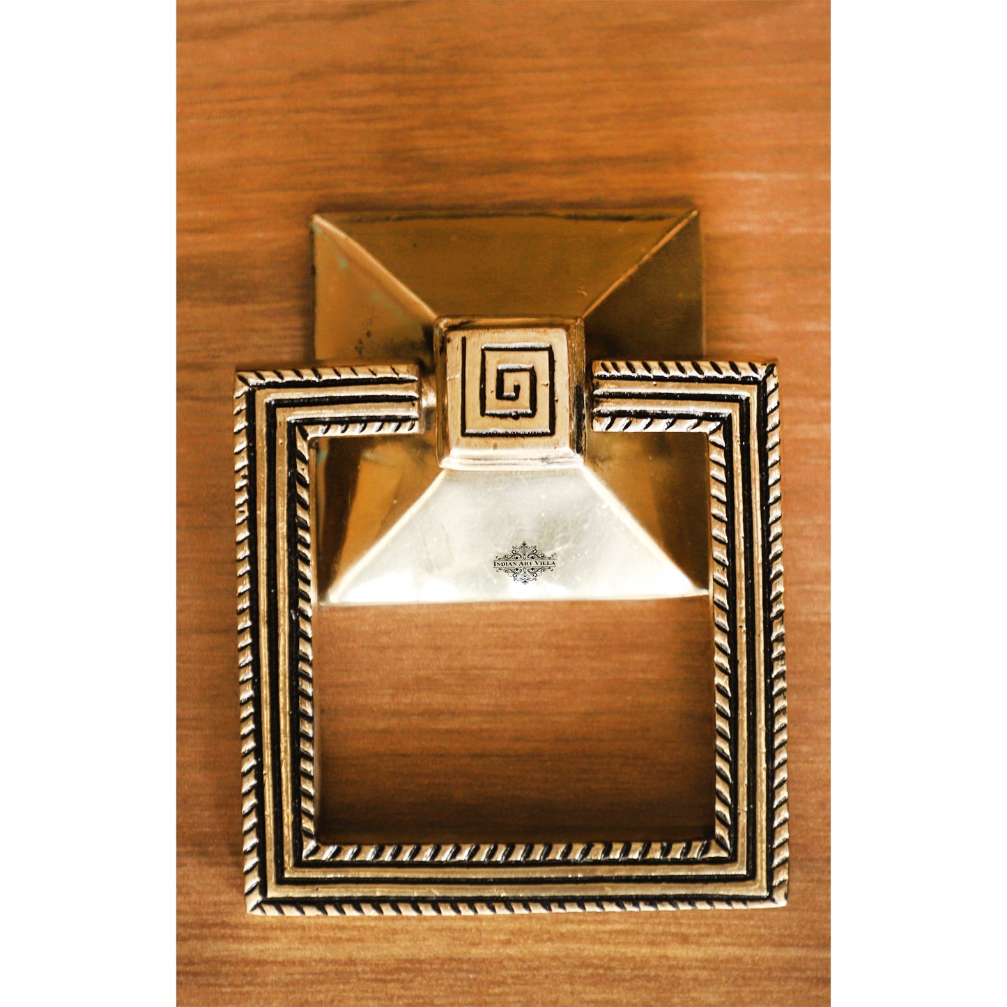 Pure Brass Door Knob With Square Design & Antique Touch, Decor Item For Home, Hotel & Restaurants, Size- 6x11.43 cm