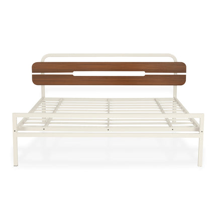 Nilkamal Nova Metal King Bed (Ivory/Walnut)