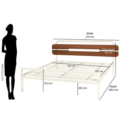 Nilkamal Nova Metal King Bed (Ivory/Walnut)