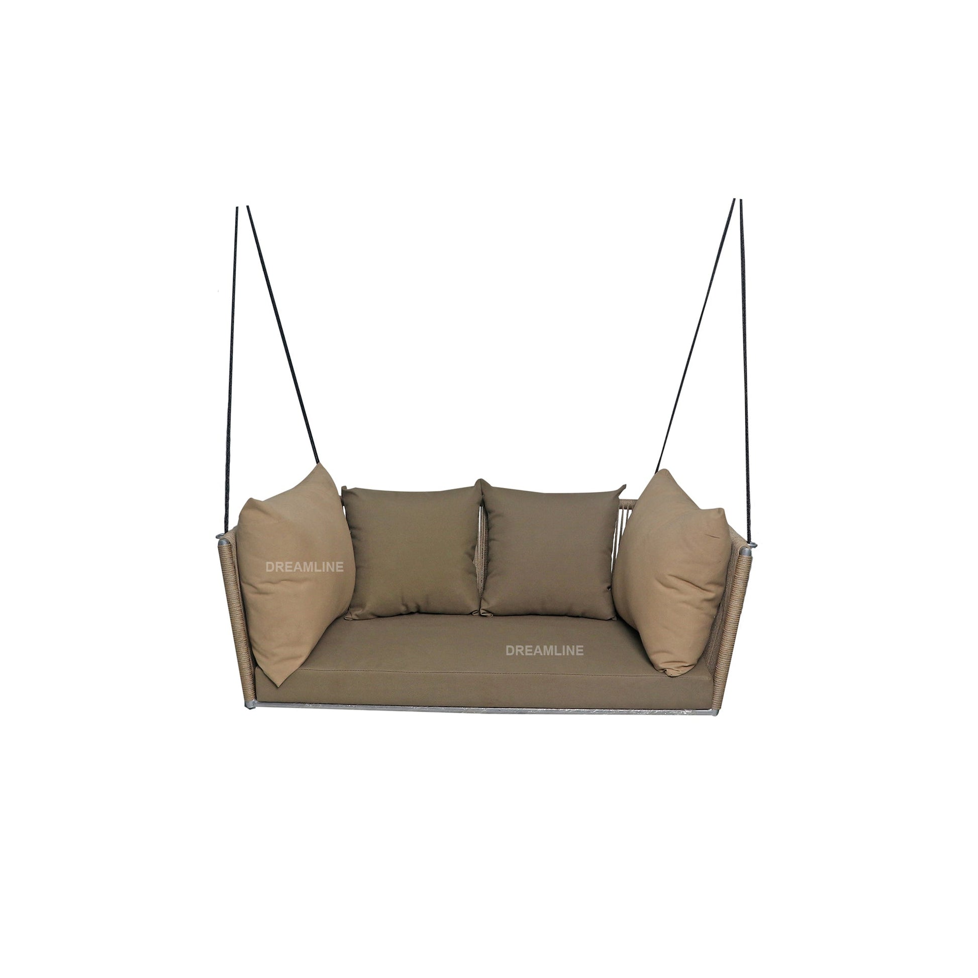 Gretel Double Seater Hanging Swing Without Stand For Balcony , Garden Swing (Beige) Braided & Rope