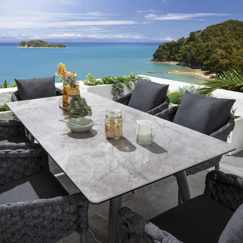 Ventus Outdoor Patio Seating Set 6 Chairs and 1 Table Set (grey)