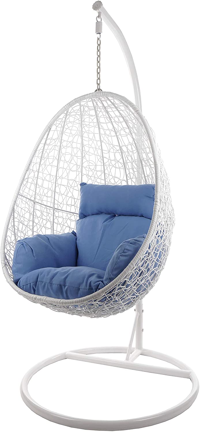 Giulietta Single Seater Hanging Swing With Stand For Balcony , Garden Swing (White)
