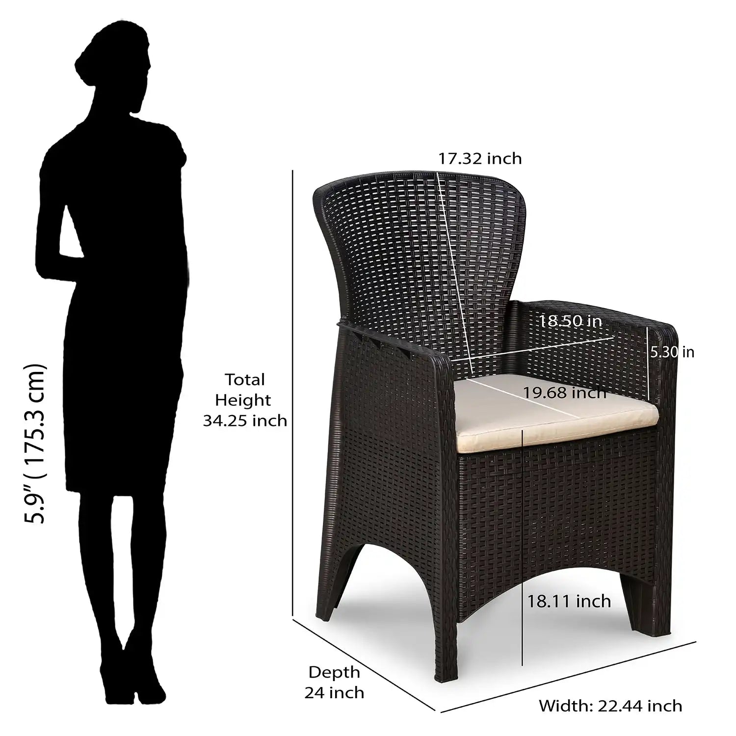 Nilkamal Breeze 2 Seater Balcony Sofa set with Round Center Table with Glass