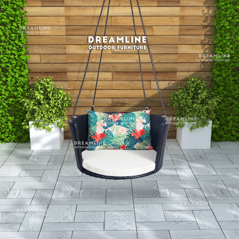 Lalo Single Seater Hanging Swing Without Stand For Balcony , Garden Swing (Black)