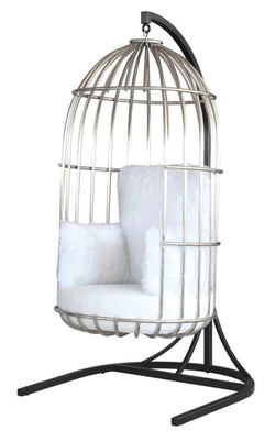 Fino Single Seater Hanging Swing With Stand For Balcony , Garden Swing (Silver)