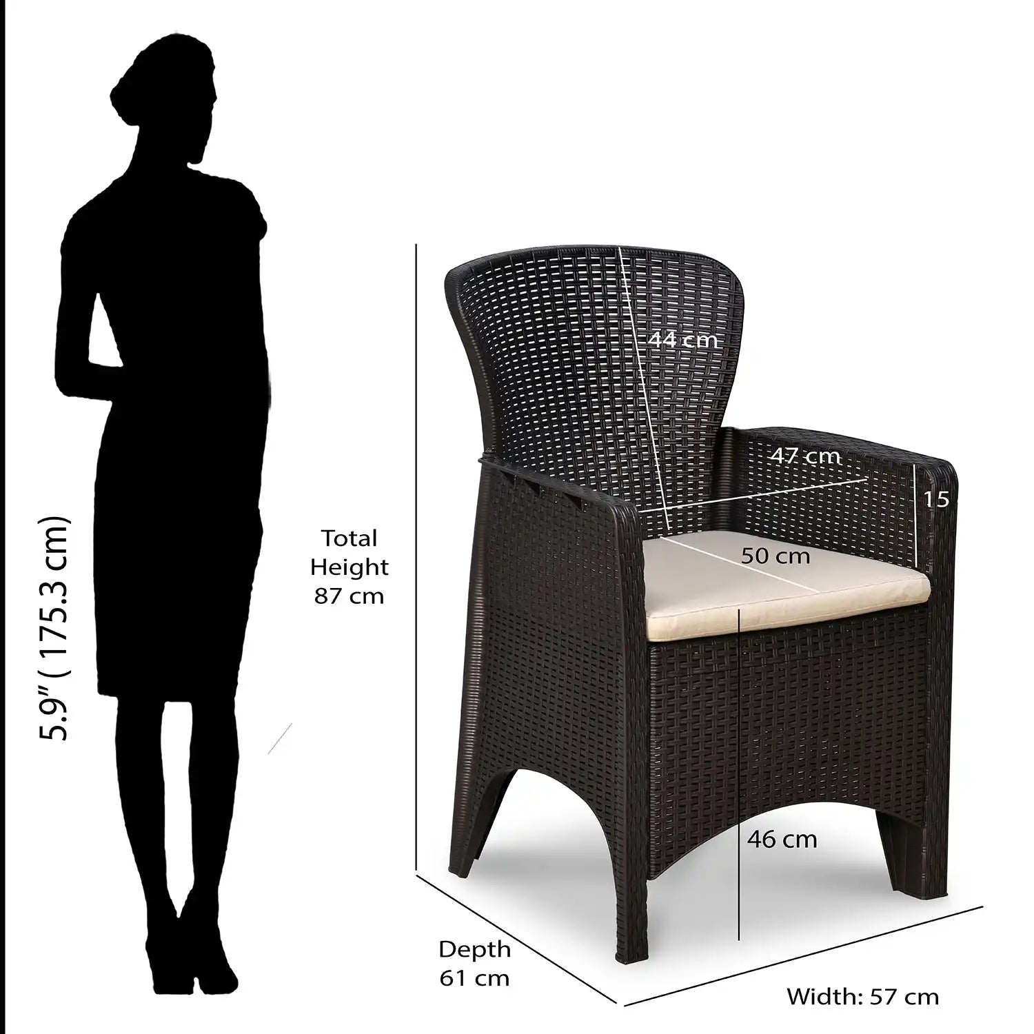 Nilkamal Breeze 2 Seater Balcony Sofa set with Round Center Table with Glass