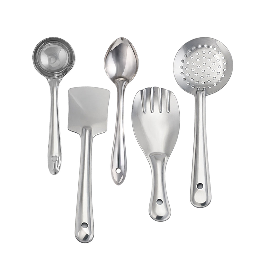 Wonderchef Venice 5 Pcs. Stainless-steel Kitchen Tools Set, Ladle, Turner, Skimmer, Serving Spoon, Rice Server for Cooki