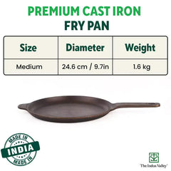 Super Smooth Cast Iron Shallow Fry Pan,Pre-seasoned, Nonstick, 100% Pure, Toxin-free, Induction, 24.6 cm, 1.6kg