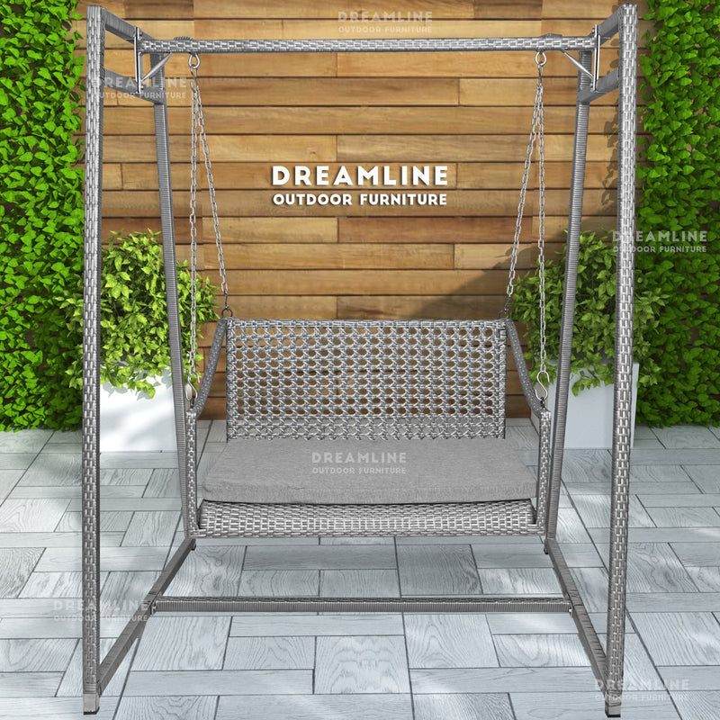 Weden Double Seater Hanging Swing With Stand For Balcony , Garden Swing (Grey)