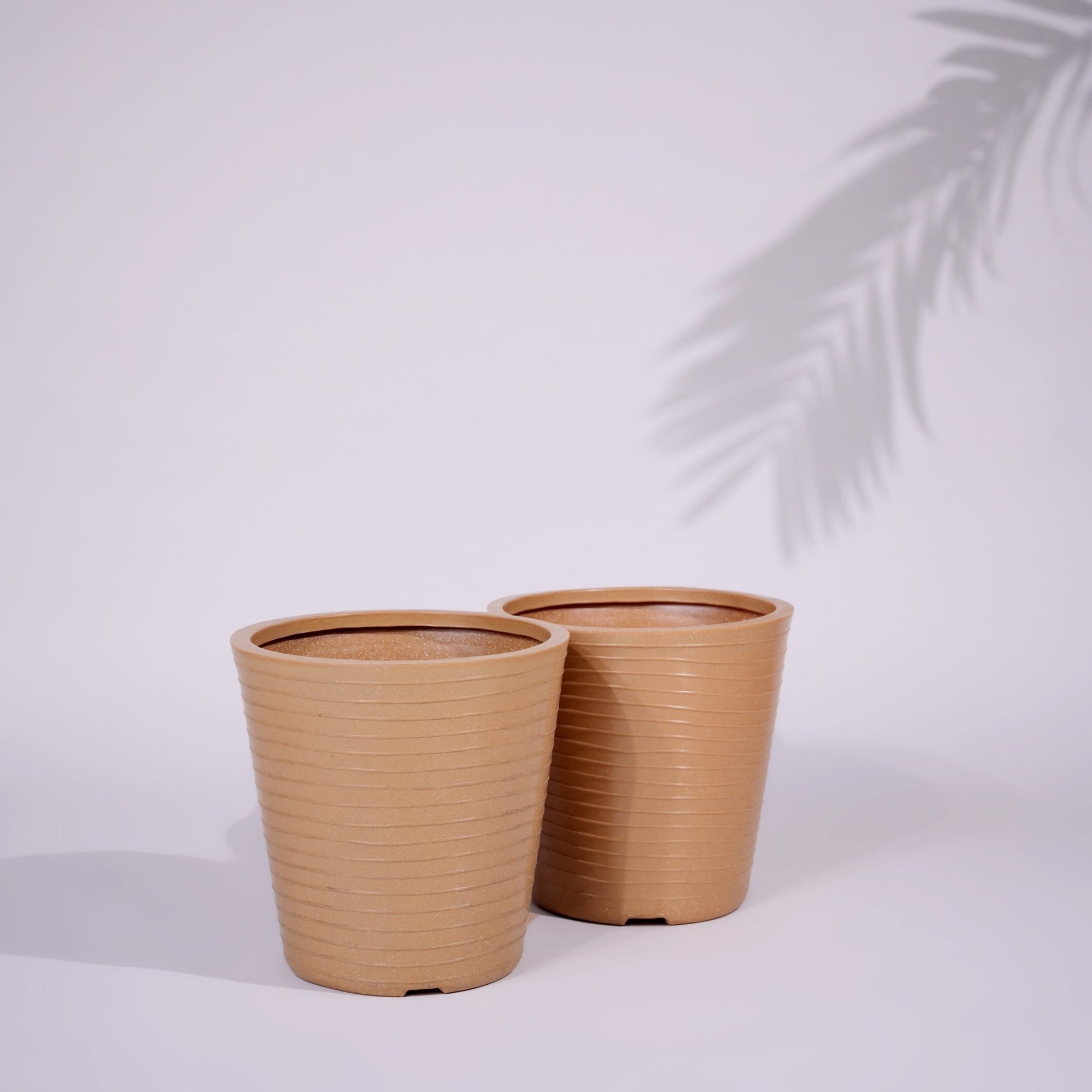 Rib Bucket Tower Outdoor Polymer Planters For Garden, Balcony (Medium) (Pair of Two)