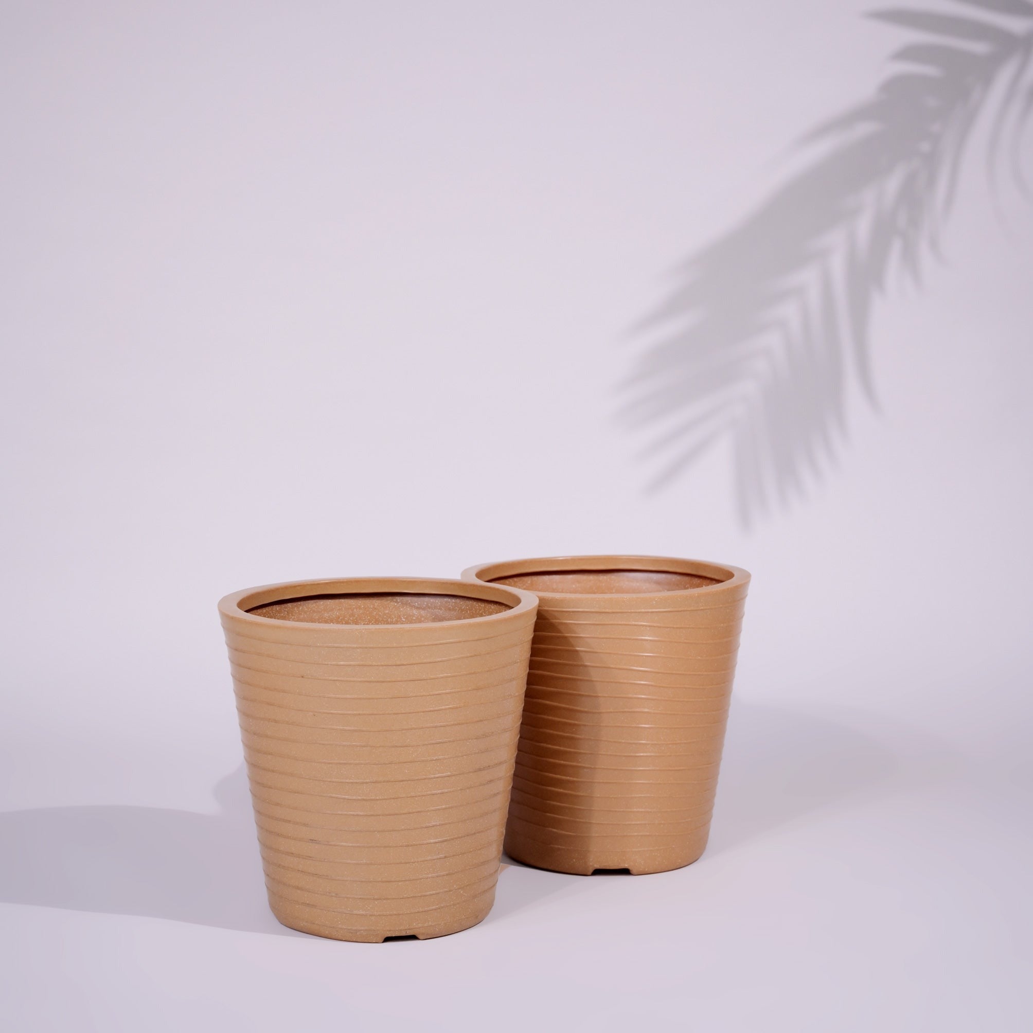 Rib Bucket Tower Outdoor Polymer Planters For Garden, Balcony (Medium) (Pair of Two)