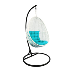 Luciana Single Seater Hanging Swing With Stand For Balcony , Garden Swing (White)