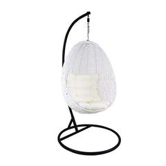 Luciana Single Seater Hanging Swing With Stand For Balcony , Garden Swing (White)