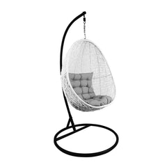 Luciana Single Seater Hanging Swing With Stand For Balcony , Garden Swing (White)