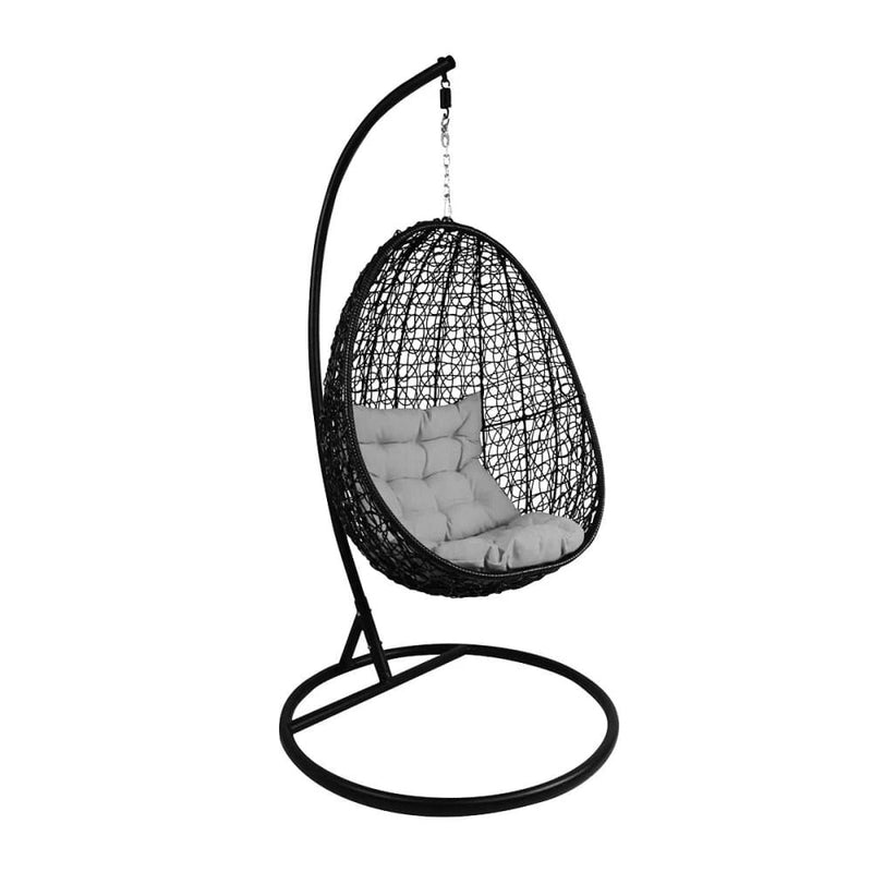 Oscuro Single Seater Hanging Swing With Stand For Balcony , Garden Swing (Black)