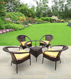 Dona Outdoor Patio Seating Set 4 Chairs and 1 Table Set (Brown)